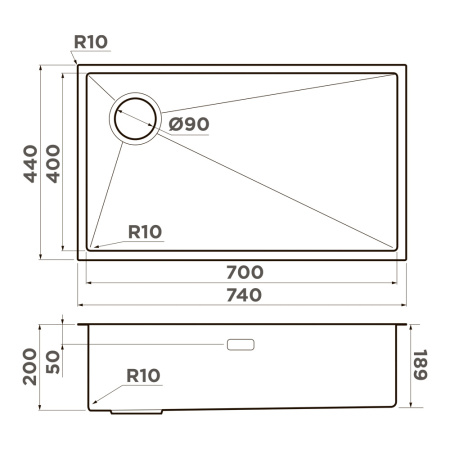 Мойка Taki 74-U/IF-L Side-IN, нержавеющая сталь, нержавеющая сталь