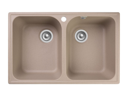 Мойка GranFest QUARZ 15, 737х478 мм, песочный (прямоугольная, 2 чаши, без сифона)