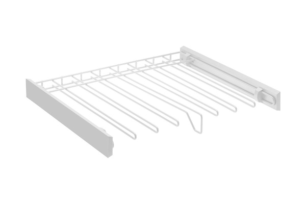 Вешалка для брюк в шкаф на 600мм, 460х560х75мм, без направляющих, сталь/пластик, белый