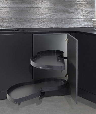 Механизм Леманс 600мм в угловой шкаф, 2 полки, H 600-750мм, левый, антрацит, Kessebohmer