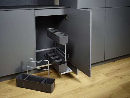 Выдвижная система Клининг Агент в базу 350мм, 298x480x480мм, нижн. крепл, с довод, антрацит, Kessebohmer