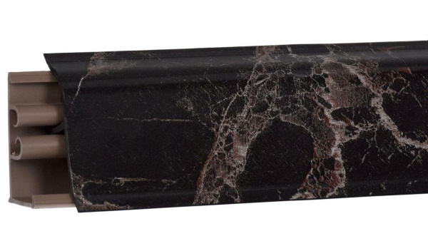 Плинтус LB-38, L=3000мм, мрамор марквина черный глянец 