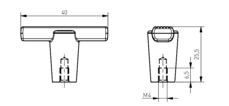 Ручка-кнопка, RAY, 40х14х25,5мм, металл, черный матовый, GTV