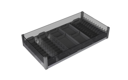 Корзина выкатная 600мм, 564x472x169мм, полн. выдв., с доводчиком, под распаш. фасад, антрацит, JET