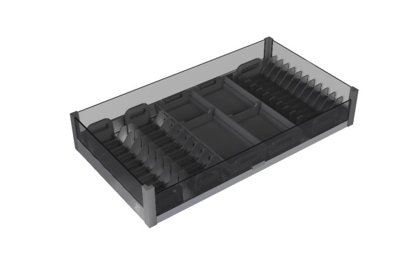 Корзина выкатная 600мм, 564x472x169мм, полн. выдв., с доводчиком, под распаш. фасад, антрацит, JET