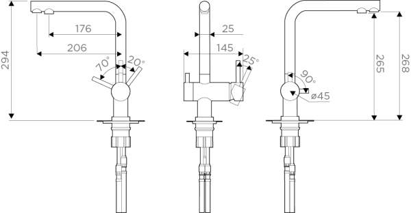 Смеситель Nagano-C, латунь, хром