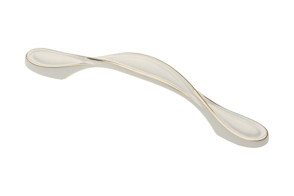 Ручка-скоба, ROYAL5, 96мм, металл, белый/золото