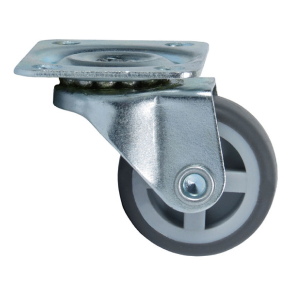 Опора колесная с площадкой, d=30мм, без стопора, резина, серый, нагрузка 15кг