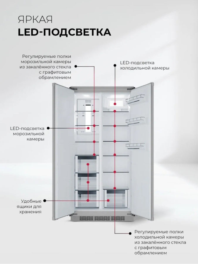 Холодильник встраиваемый двухкамерный LBI400SB, Lex