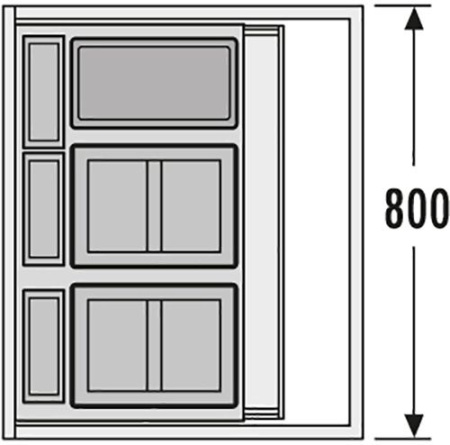 Система контейнеров "XXL", 2х18л, 1х12л, 3х4,1л, 433х300мм, в шкаф 800мм, пластик, серый