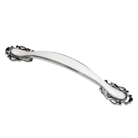 Ручка-скоба, 107, 128мм, металл, хром/белый