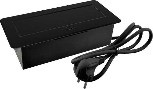 Горизонтальная, 2хEURO+2хUSB A+C, полуавтомат, черный, 263х117х65мм, металл/пластик, AQ