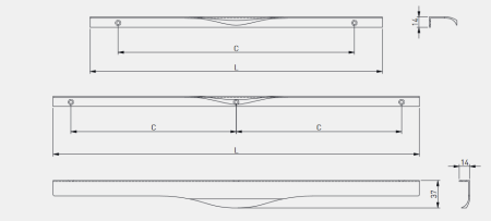 Ручка торцевая, PICADO, 256/596мм, металл, брашированное золото, GTV