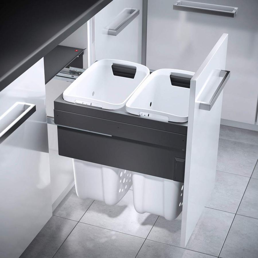Система хранения белья Laundry-Carrier 45, 2х33л, 412-418х528х545мм, металл/пластик, темно-серый/бел