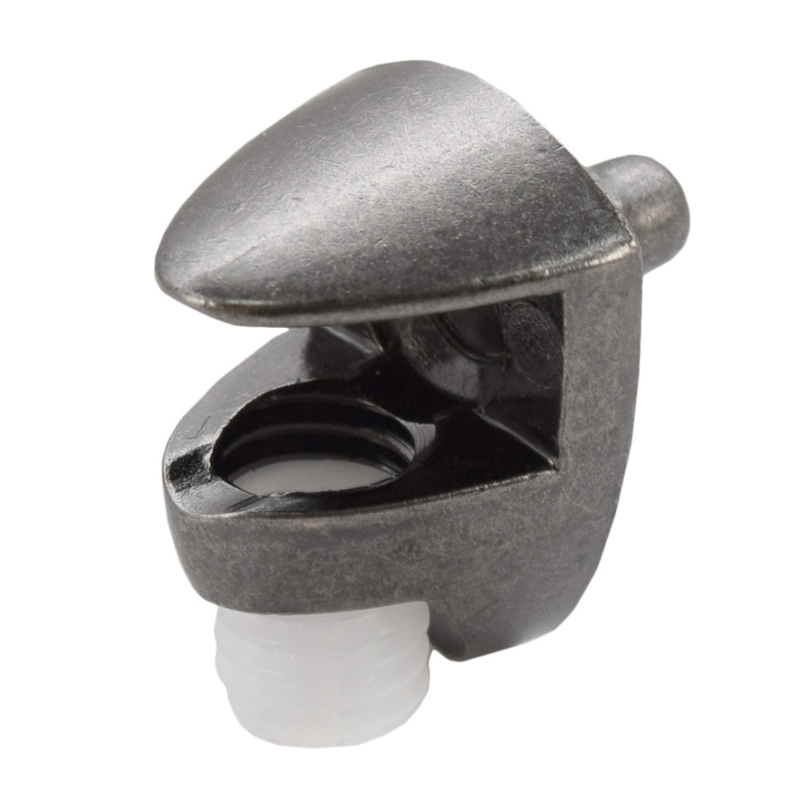 Полкодержатель для стекла 5-6мм, врезной, толщина задней стенки 3мм, черный никель, "овал", CMF