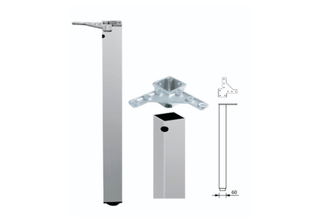 Опора регулируемая, h=1100мм, квадратная, металл, черный, JET