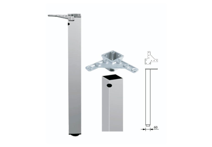 Опора регулируемая, h=1100мм, квадратная, металл, черный, JET