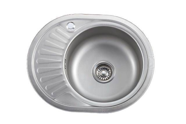 Мойка врезная, 570х450х180х0,6мм, глянец, универсальная+сифон, CMF