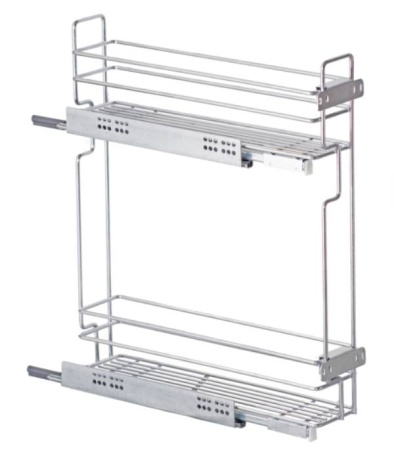 Корзина 150мм, 2 яруса, 100х450х530мм, боковое левое, без направляющих, хром, Россия