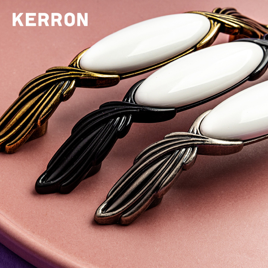 Ручка-скоба, SF17-11-96 BAZ, 96мм, металл/фарфор, черненый старинный цинк