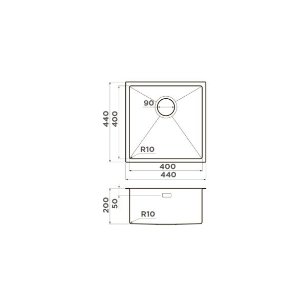 Мойка Taki 44-U/IF-GB, нержавеющая сталь, графит