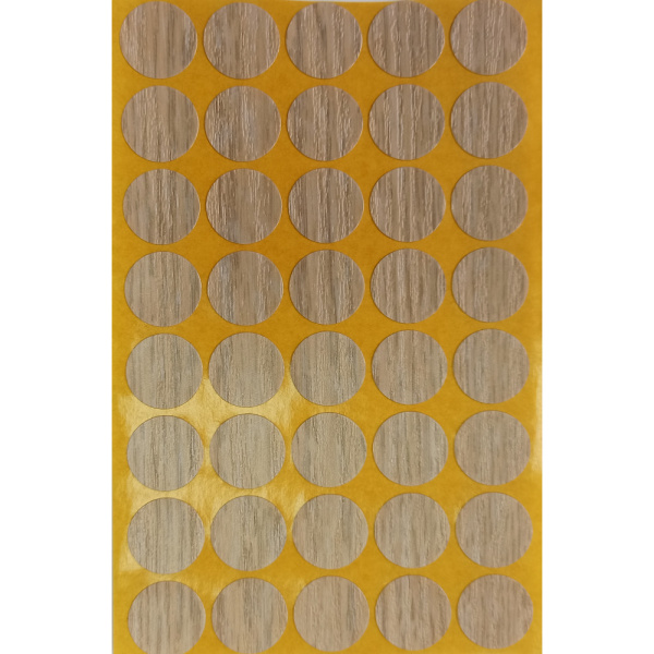 Заглушка самоклейка d=14мм, дуб выбеленный