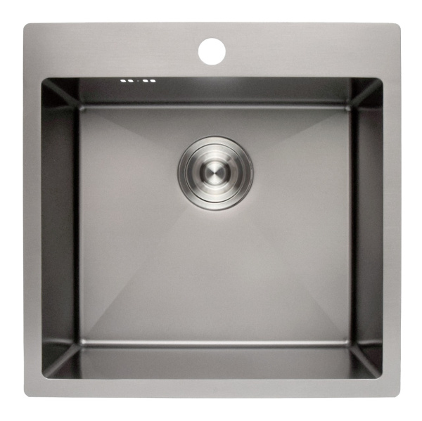 Мойка Онега 50, 500х500х220мм, нержавеющая сталь SUS 304, 1 отверстие, брашированная сталь, HISSEN
