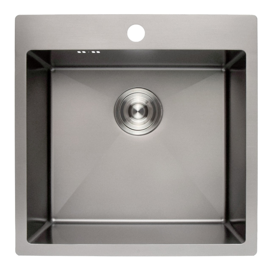 Мойка Онега 50, 500х500х220мм, нержавеющая сталь SUS 304, 1 отверстие, брашированная сталь, HISSEN