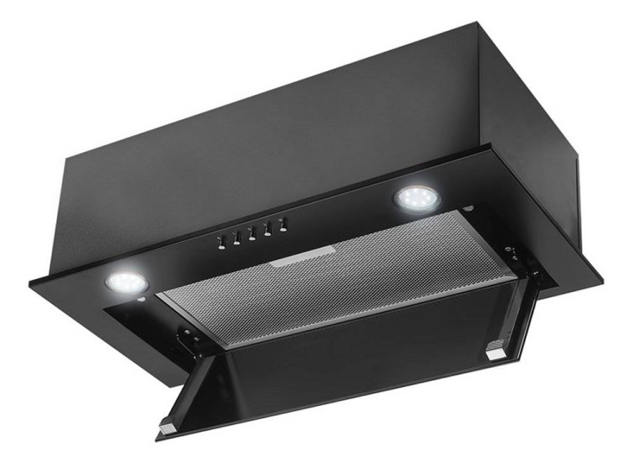 Вытяжка полновстраиваемая Next, 60см, б/угольного фильтра, черный/черное стекло, Konigin