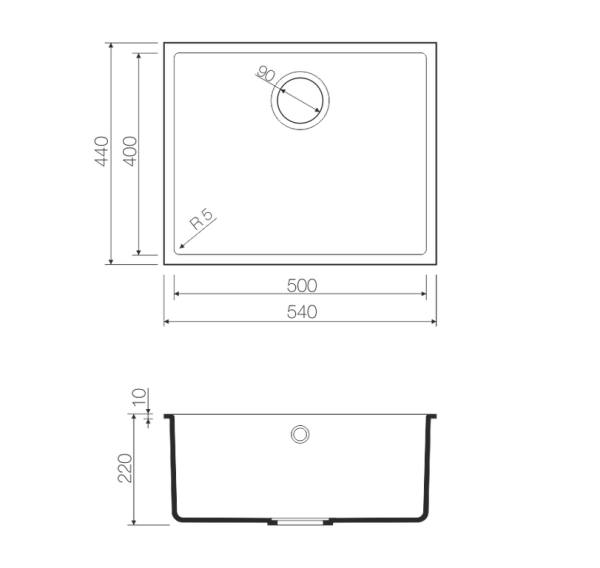 Мойка Bosen 54-U-BL, Tetogranit/черный