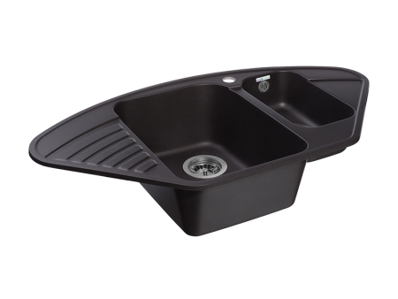 Мойка GranFest QUARZ 14, 927х497 мм, черный (угловая, 1,5 чаши, без сифона)
