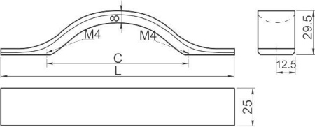 Ручка-скоба, UA-00-319, 160мм, металл, алюминий
