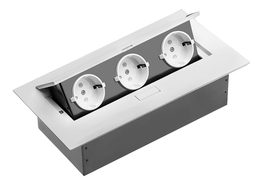 Горизонтальная, 3хEURO, полуавтомат, белый, усов. заземл., 265х130х60мм, алюм./пластик, GTV