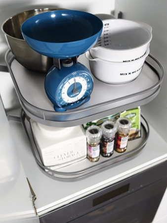 Карусель c 3 полками ТорнМоушн, дно серое, антислип, в шкаф на 600мм, титан, Kessebohmer