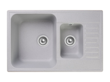 Мойка GranFest QUARZ 21К, 737х480 мм, серый (прямоугольная, 1,5 чаши, без сифона)