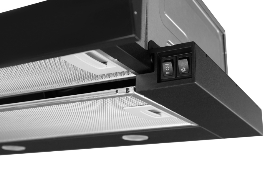 Вытяжка встраиваемая телескопическая Rebus Black, 60 см, б/уг. фильтра, черный, Konigin