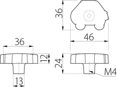 Ручка UM-KID-D, 46х36х24мм, резина, "машинка", GTV