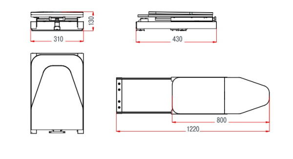 Гладильная доска 300х440х130мм, складная, выдвижной монтаж, в шкаф 400мм, серый, Pluse