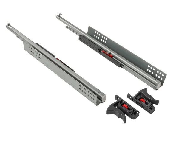 Направляющие скрытого монтажа, 400мм, полного выдвижения, 30кг/пара, с фиксаторами, Bimotion