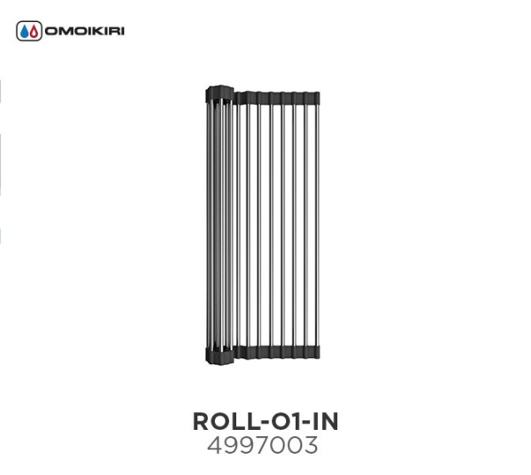Ролл-мат для мойки с силиконом ROLL-01-IN, нержавеющая сталь/черный