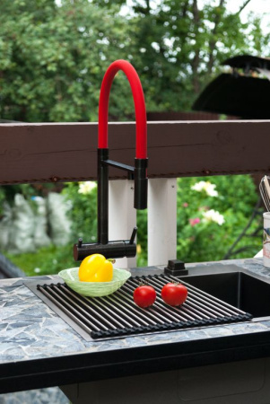 Ролл-мат для мойки с силиконом ROLL-02-IN, нержавеющая сталь/черный