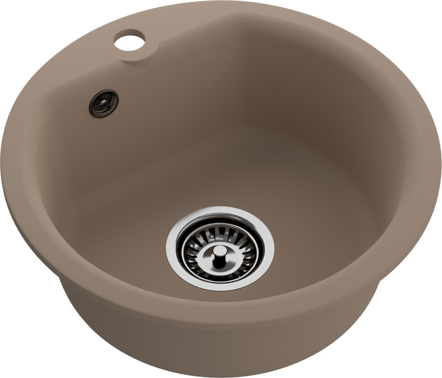 Мойка ЭкоМ М-435, d=435мм, мрамор, песочный (без сифона)
