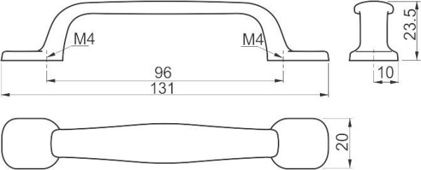 Ручка-скоба, UZ-12, 96мм, металл, старое золото