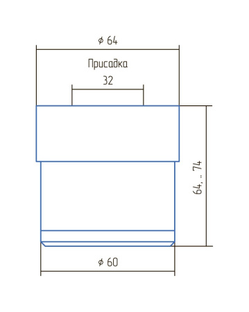 Опора регулируемая d=60мм, h=64-74мм, пластик, матовый хром