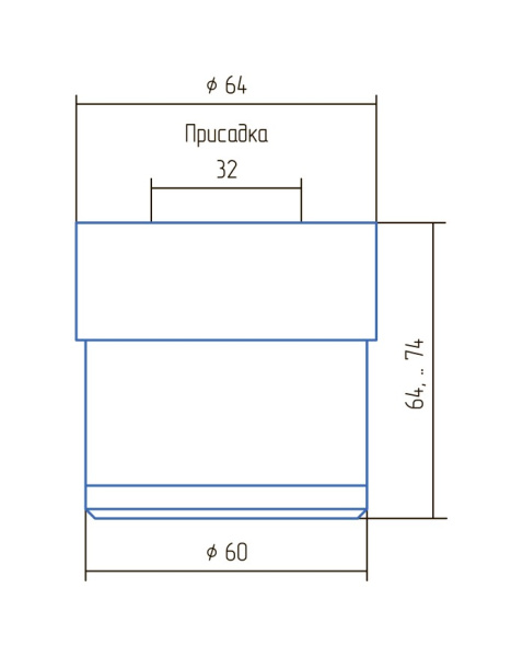 Опора регулируемая d=60мм, h=64-74мм, пластик, матовый хром