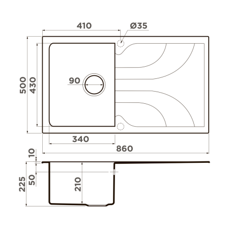 Мойка Yasugata 86-PL, Tetogranit/платина