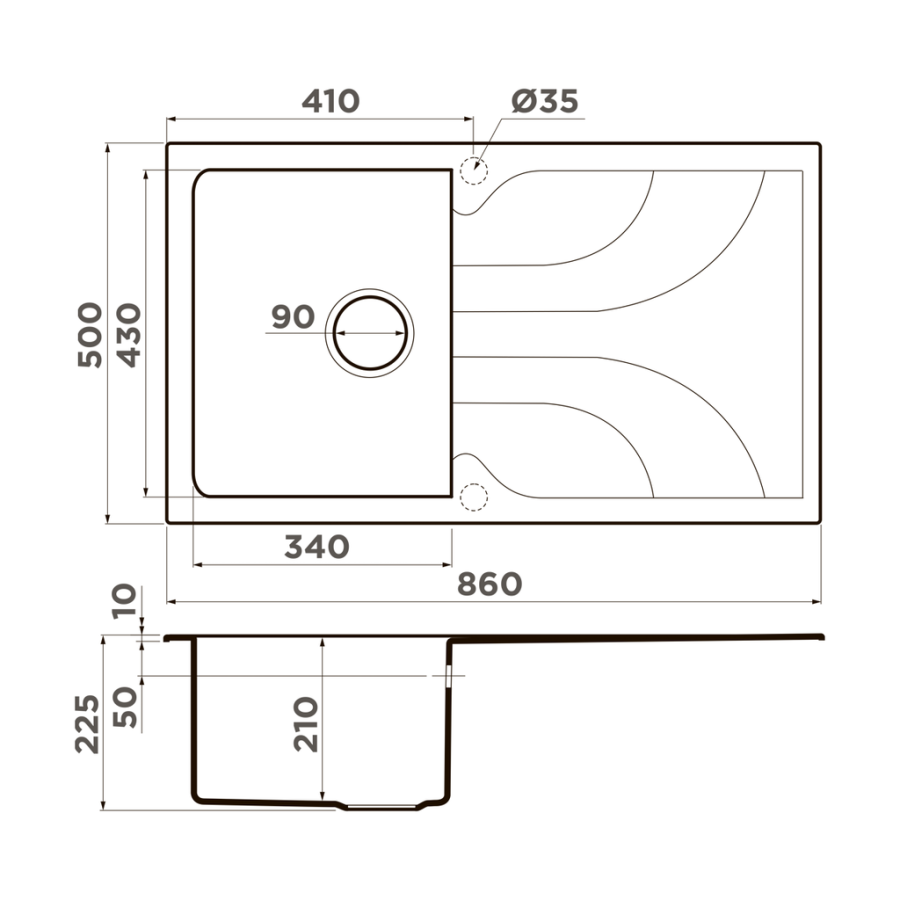 Мойка Yasugata 86-PL, Tetogranit/платина