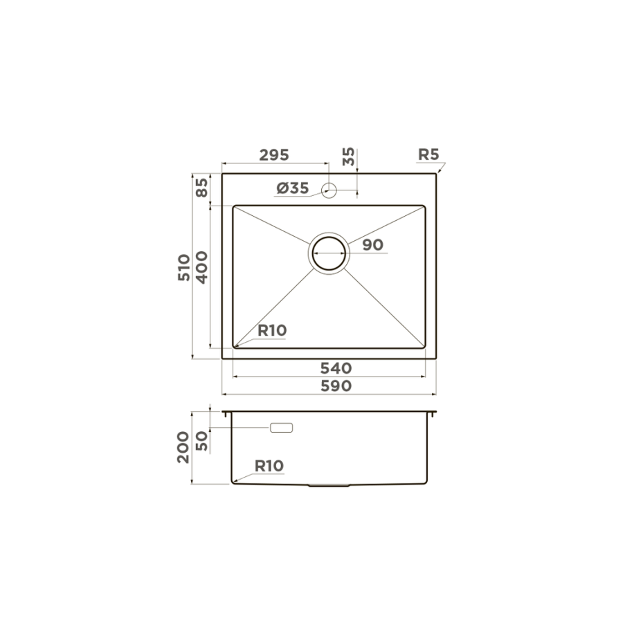 Мойка Akisame 59-GB, нержавеющая сталь, графит