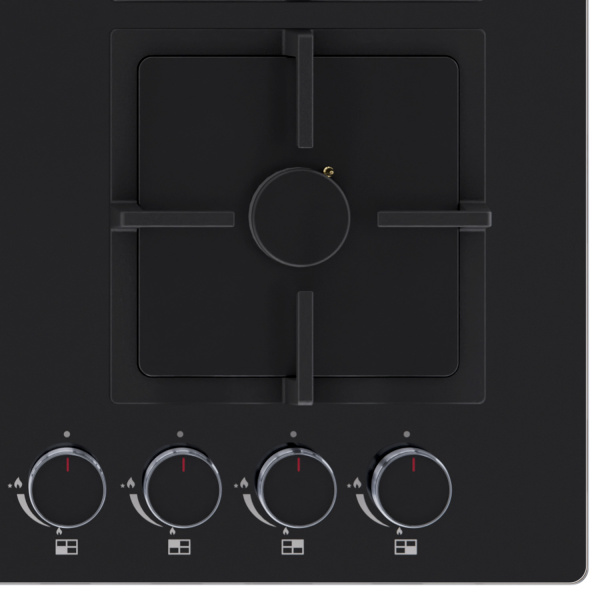 Варочная панель газовая GVG 644A BBL, 60см, черное стекло, Lex