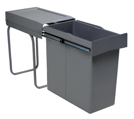 Контейнер для мусора с крышкой, 40л, 255x450x537мм, пластик, серый, Gollinucci